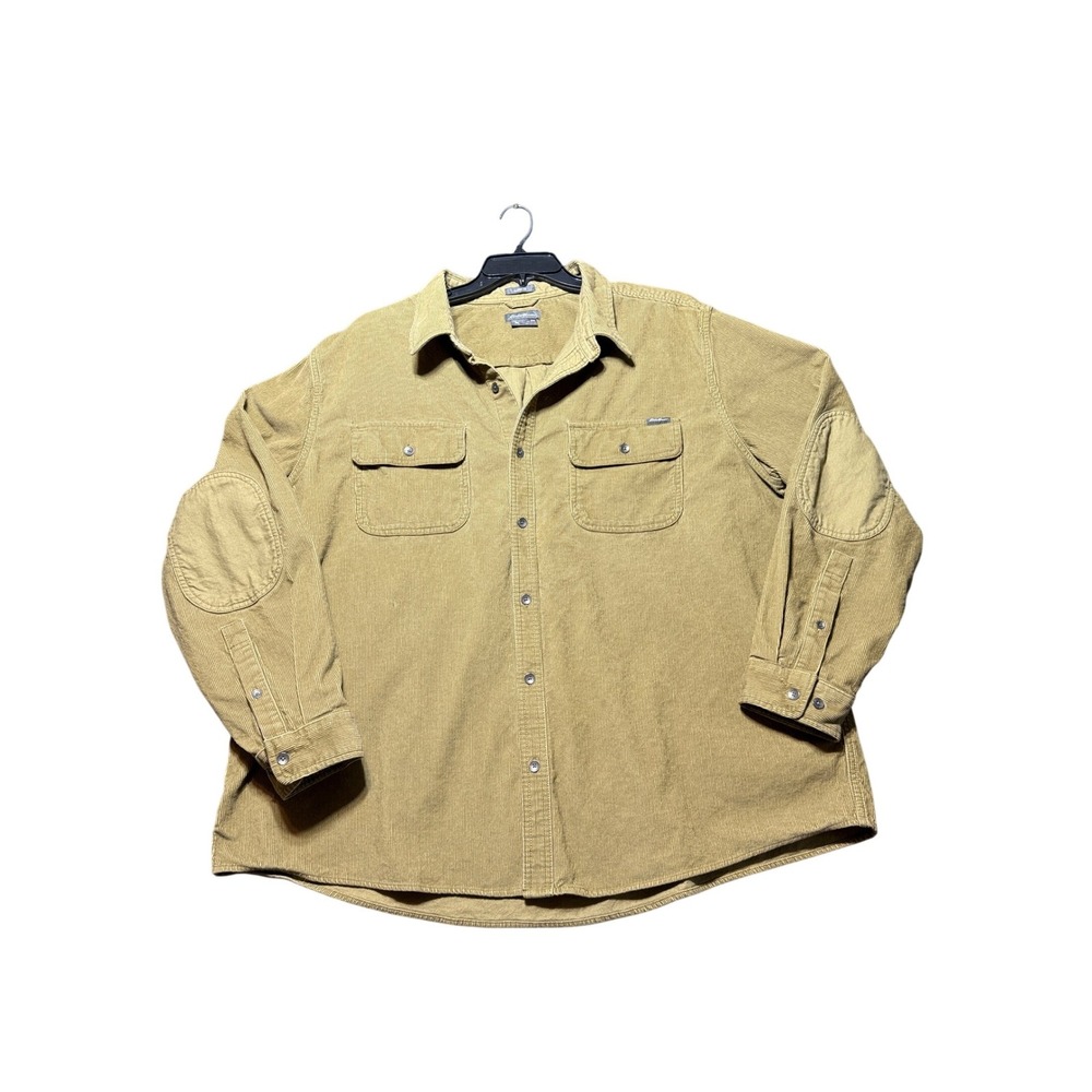 Eddie Bauer Corduroy Button Down Mens 3XL Tan Excellent‎ Elbow Patches